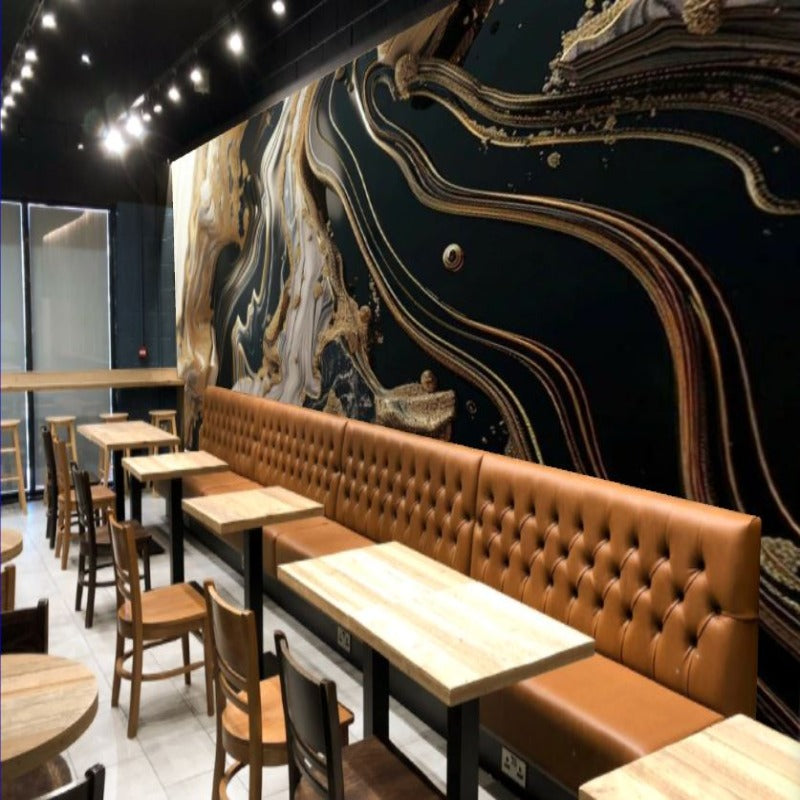 3D Wallpaper Black & Gold Classic Marble
